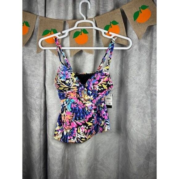 Island Escape Women's Gemini Underwire Tankini Top Swimwear Multi Size 6 - Picture 1 of 7